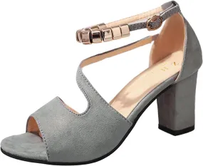 Gold Summer Sandals Women's Sandals Leather Fashion High-Heeled With Glittering Lime for Summer Stuff