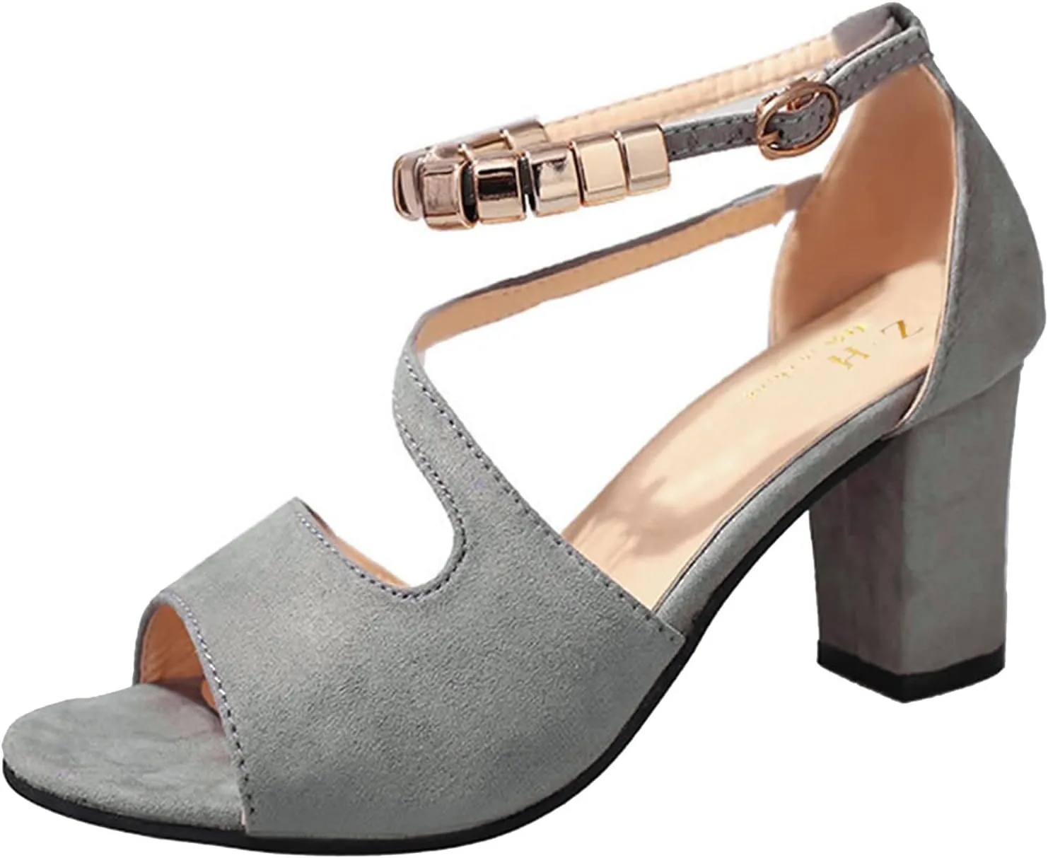 Gold Summer Sandals Women's Sandals Leather Fashion High-Heeled With Glittering Lime for Summer Stuff
