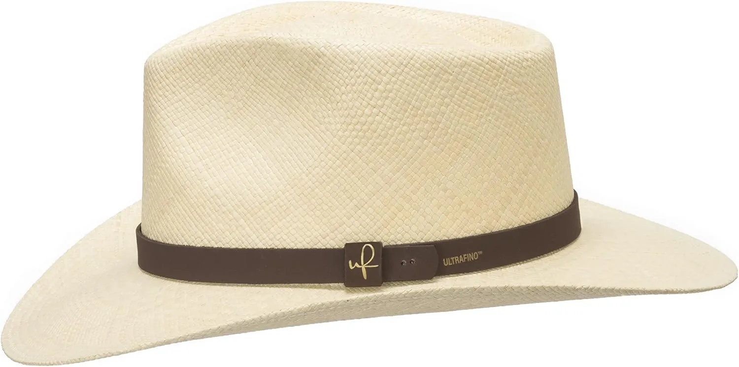 Hand Finished Fedora Panama HAT Straw Mens Havana