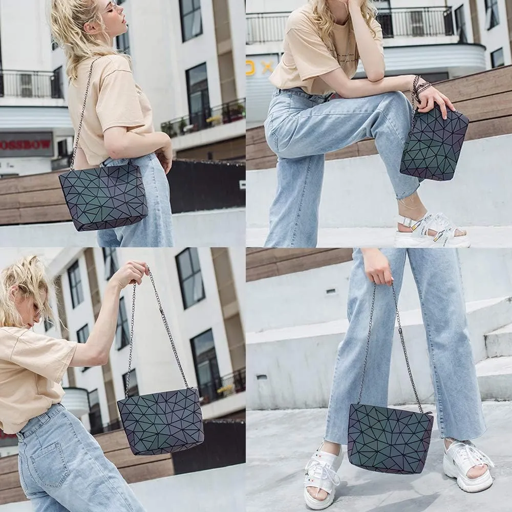 Handbags Womens Geometric Luminous Purse bags Ladies Top Handle Satchel Bags