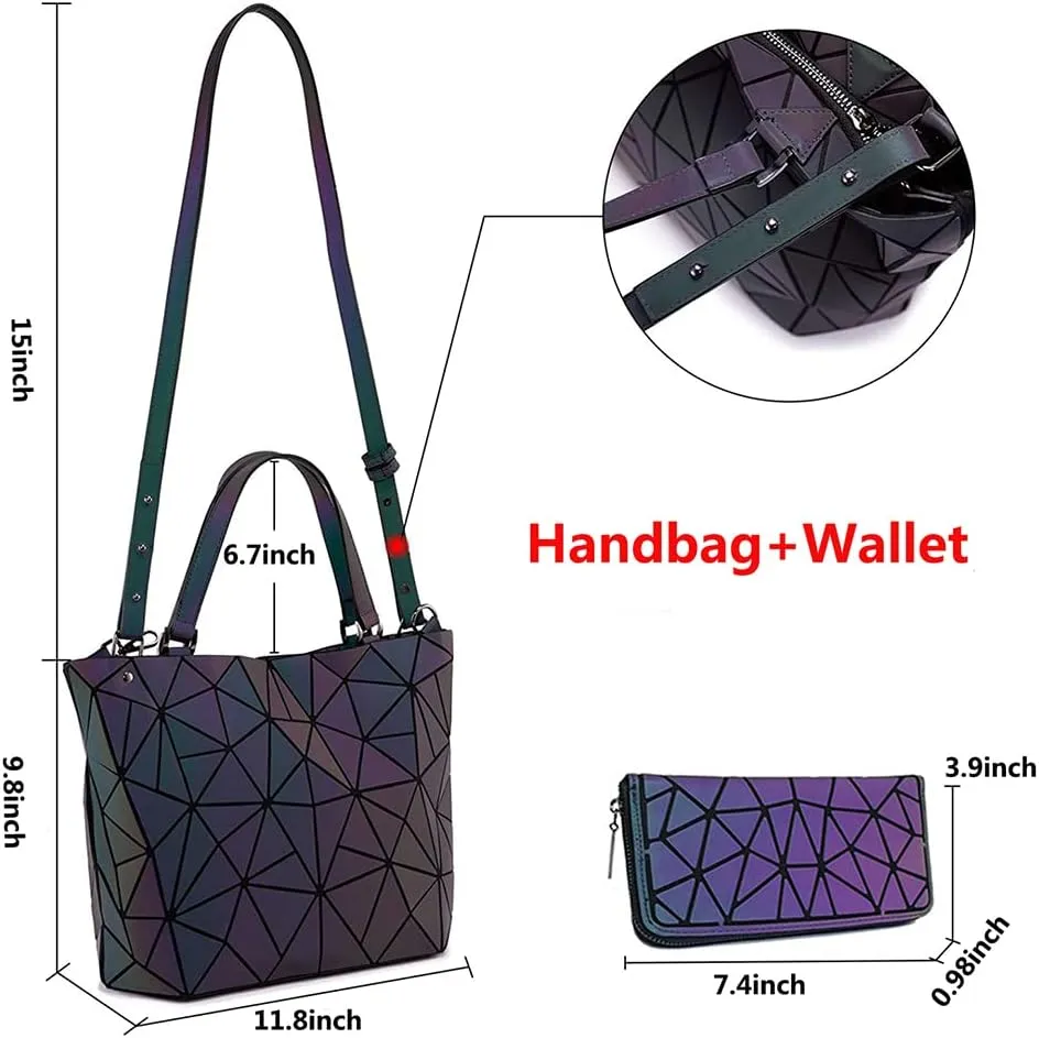 Handbags Womens Geometric Luminous Purse bags Ladies Top Handle Satchel Bags