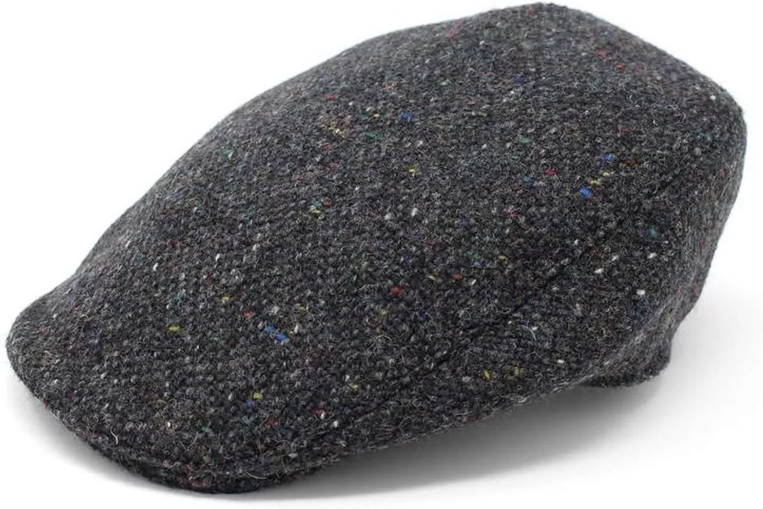 Hanna Hats Traditional Tweed Wool Donegal Touring Cap. Unisex Ivy Hat. Sewn Peak and Taffeta Lining. 100% Made in Ireland.