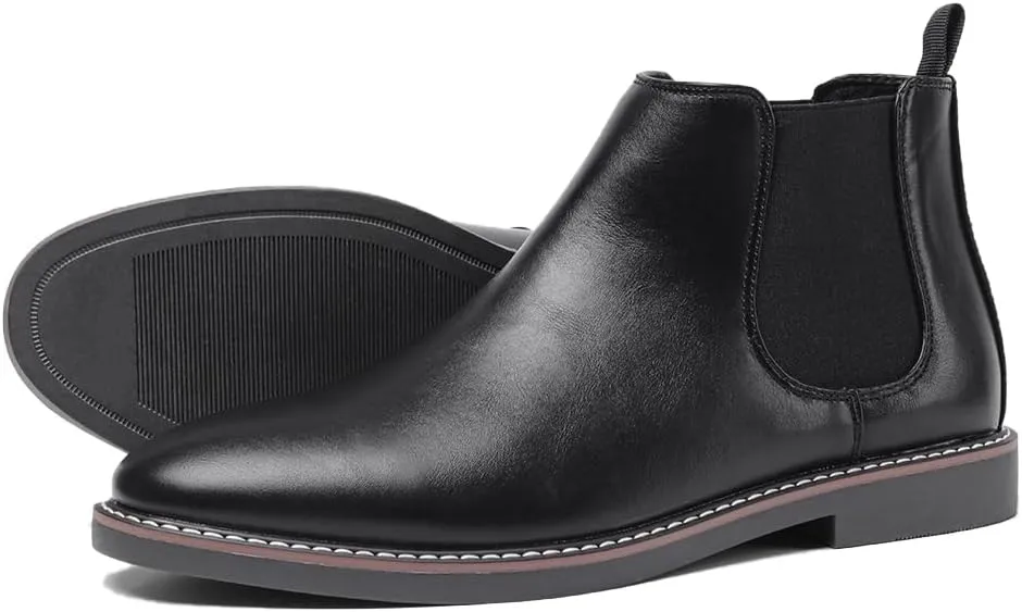 Harssidanzar Men Chelsea Ankle Boots Casual Dress Boots Ankle Classic Slip on Boots KM303US