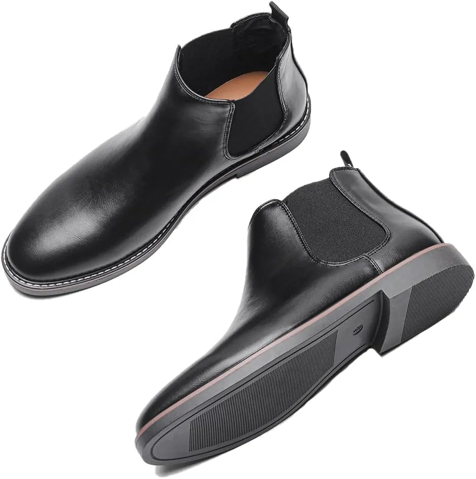 Harssidanzar Men Chelsea Ankle Boots Casual Dress Boots Ankle Classic Slip on Boots KM303US