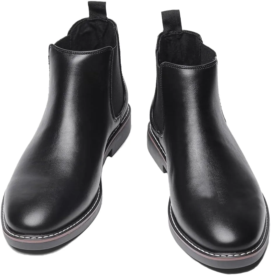 Harssidanzar Men Chelsea Ankle Boots Casual Dress Boots Ankle Classic Slip on Boots KM303US