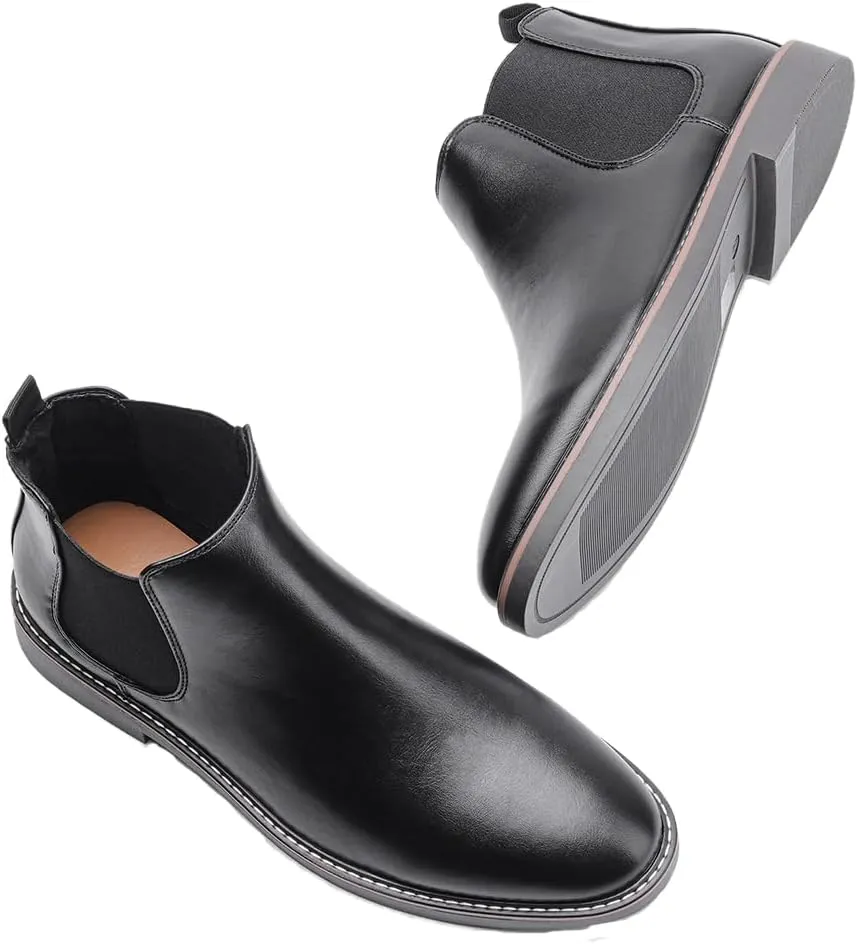 Harssidanzar Men Chelsea Ankle Boots Casual Dress Boots Ankle Classic Slip on Boots KM303US