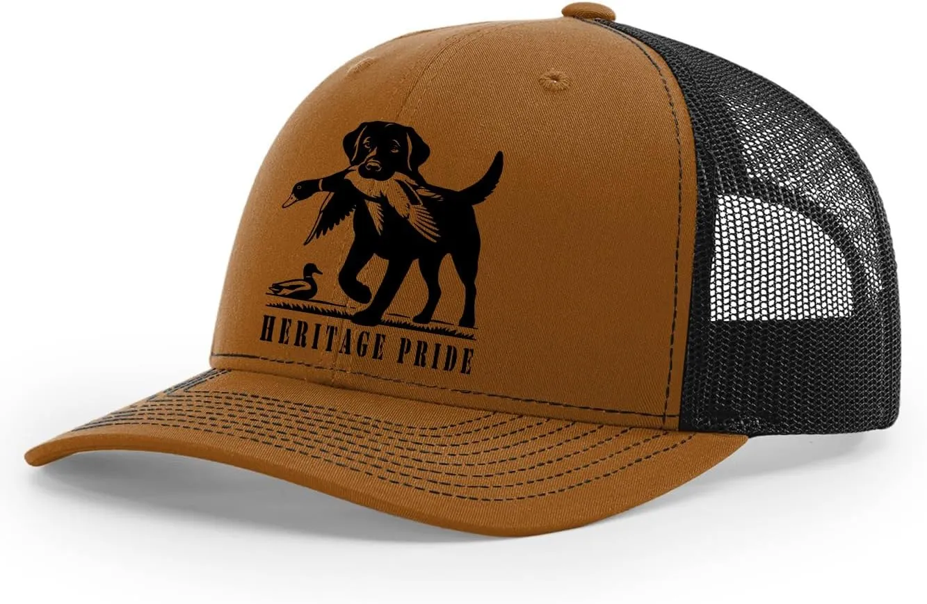 Heritage Pride Mens Black Lab Duck Hunting Embroidered Mesh Back Trucker Hat