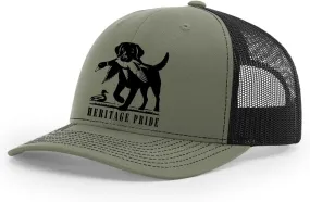 Heritage Pride Mens Black Lab Duck Hunting Embroidered Mesh Back Trucker Hat
