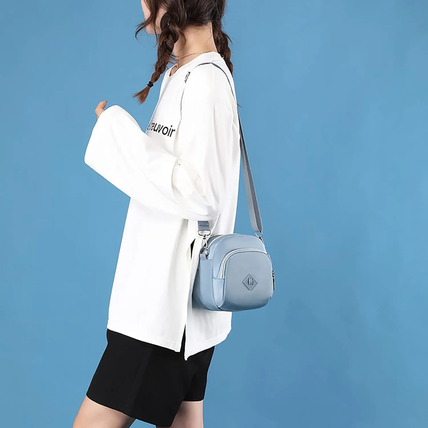 Hobo Crossbody Bags for Women Crossbody Purses and Handbags Lightweight Pocketbook Clear Bag for Stadium Events(Sky Blue)