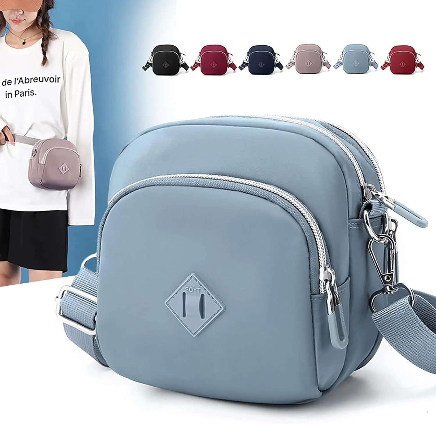 Hobo Crossbody Bags for Women Crossbody Purses and Handbags Lightweight Pocketbook Clear Bag for Stadium Events(Sky Blue)