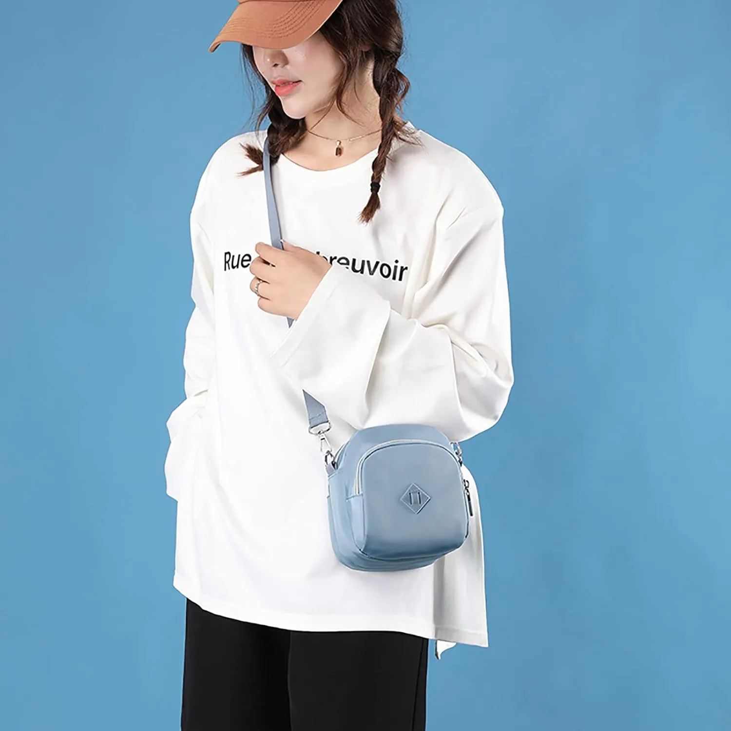 Hobo Crossbody Bags for Women Crossbody Purses and Handbags Lightweight Pocketbook Clear Bag for Stadium Events(Sky Blue)
