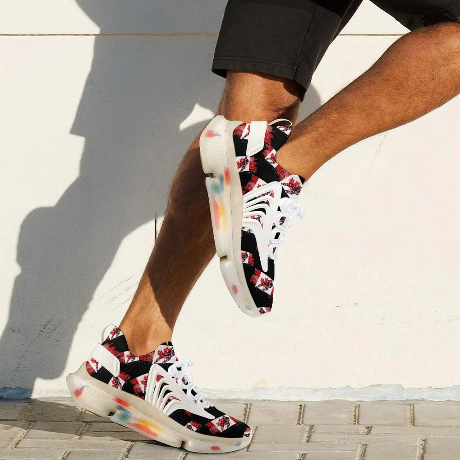 Hockey Player Canadian Flag Men's Running Shoes Lightweight Walking Shoe Breathable Sneaker