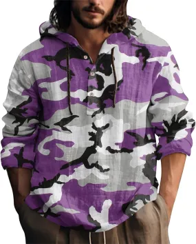Hoodie for Men Drawstring Casual Beach Shirt Men's Casual Fashion Hooded Spring and Long Sleeve Hippie Men's