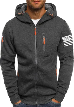 Hoodies for Men Zip up Lightweight Hoodie Big and Tall Sweatshirt Casual Fashion Jackets Fall Tops with Zip Pockets