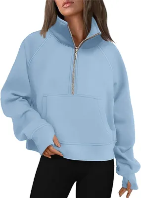 Hoodies for Women Womens Sweatshirts Half Zip Cropped Pullover Fleece Quarter Zipper Hoodies Fall outfits Clothes