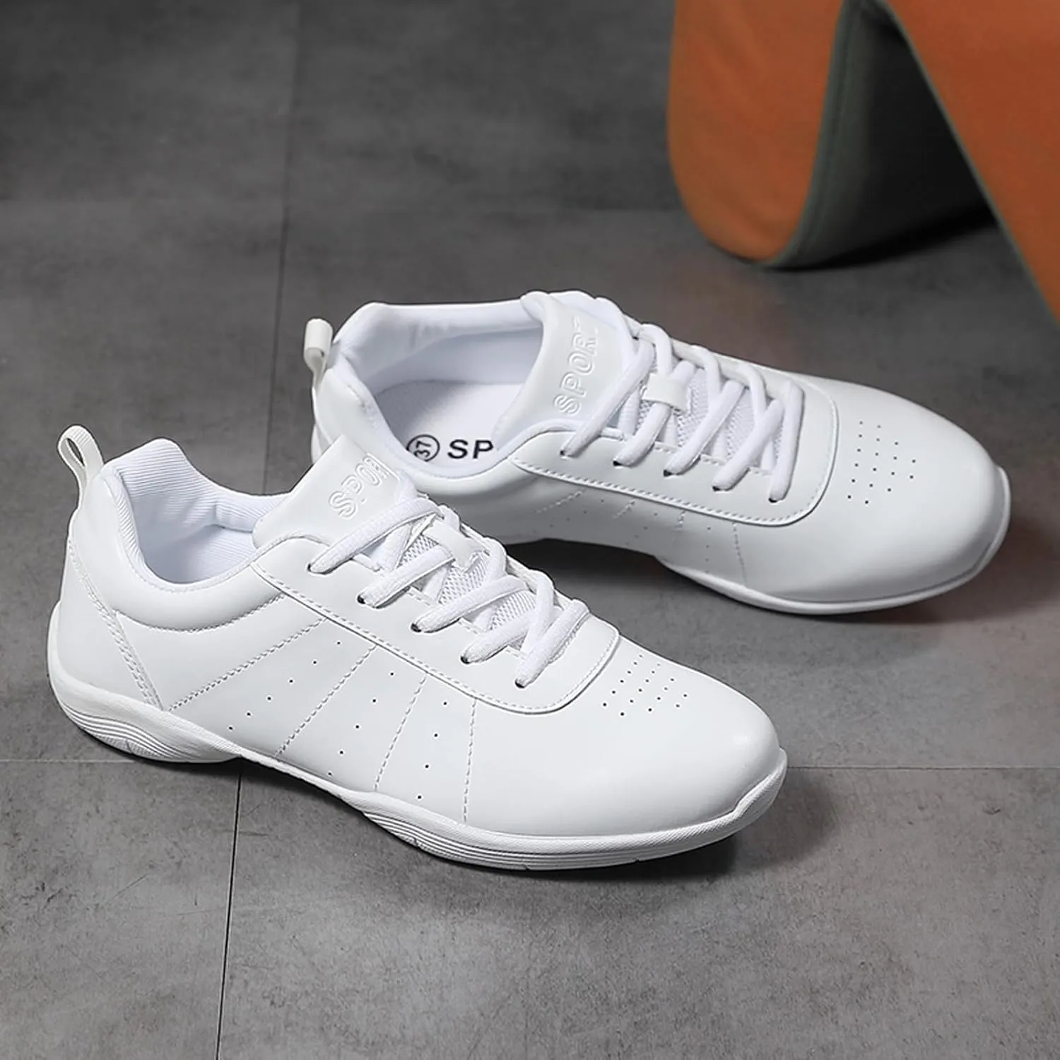ihinzry Girls' Cheerleading Shoes Cheer Sneakers Tennis Dance Shoes Breathable Super Light White Cheer Shoes for Women Athletic Training Tennis Walking Sneakers