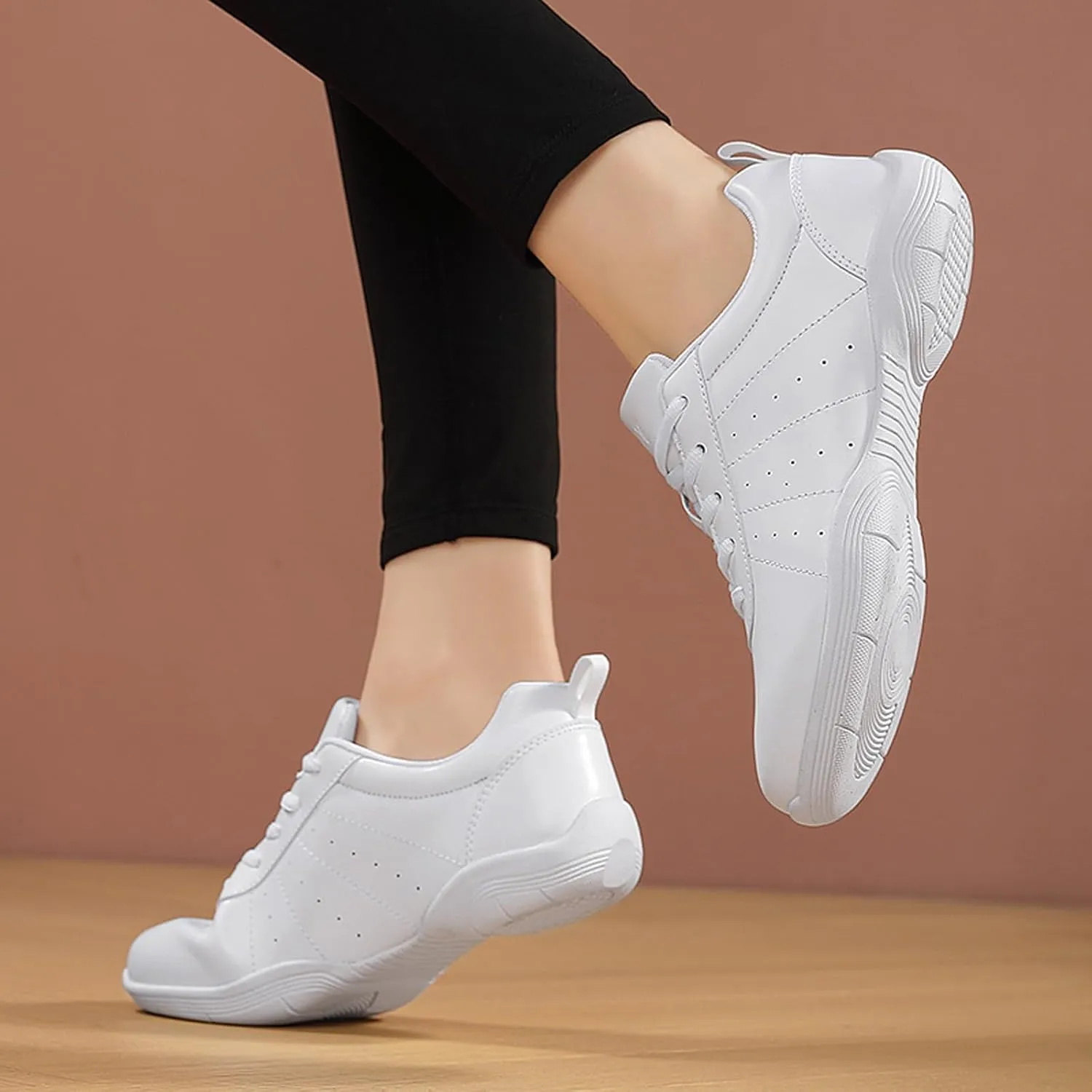 ihinzry Girls' Cheerleading Shoes Cheer Sneakers Tennis Dance Shoes Breathable Super Light White Cheer Shoes for Women Athletic Training Tennis Walking Sneakers