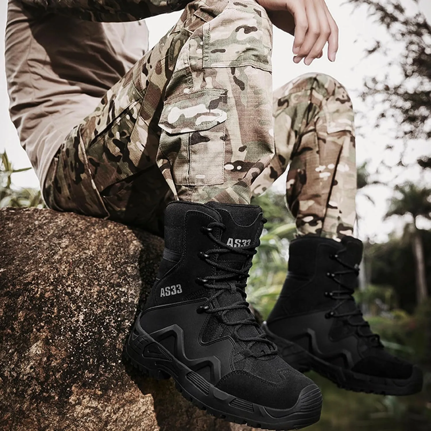 Kervaky Men's military tactical boots work boots desert boots durable boots hiking boots combat boots outdoor boots lightweight boots