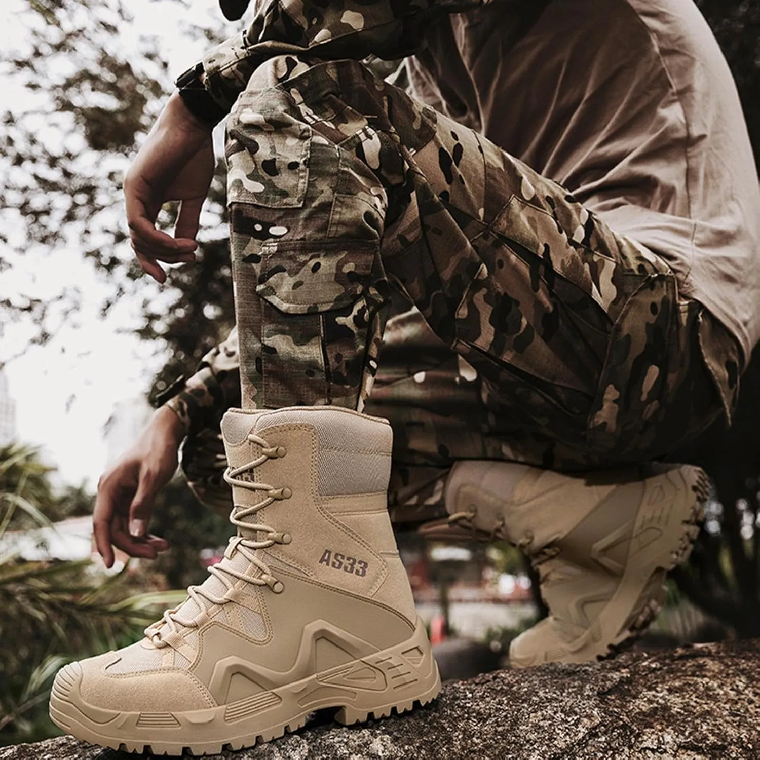 Kervaky Men's military tactical boots work boots desert boots durable boots hiking boots combat boots outdoor boots lightweight boots