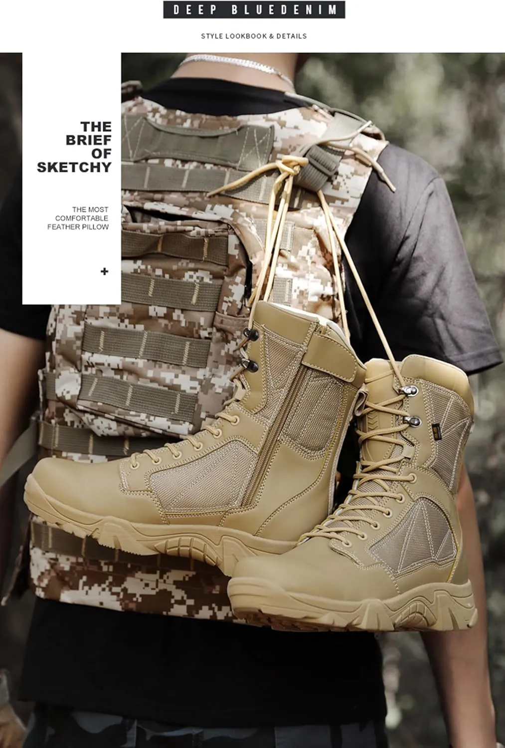 Kervaky Men's tactical boots military combat boots work boots durable boots hiking boots lightweight boots desert boots