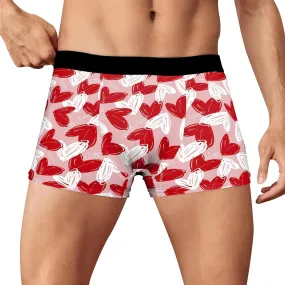 Kiss Me Underwear For Men Kiss Marks Soft Stretch Boxer Briefs Funny Graphic Prints Pants Breathable Underwear