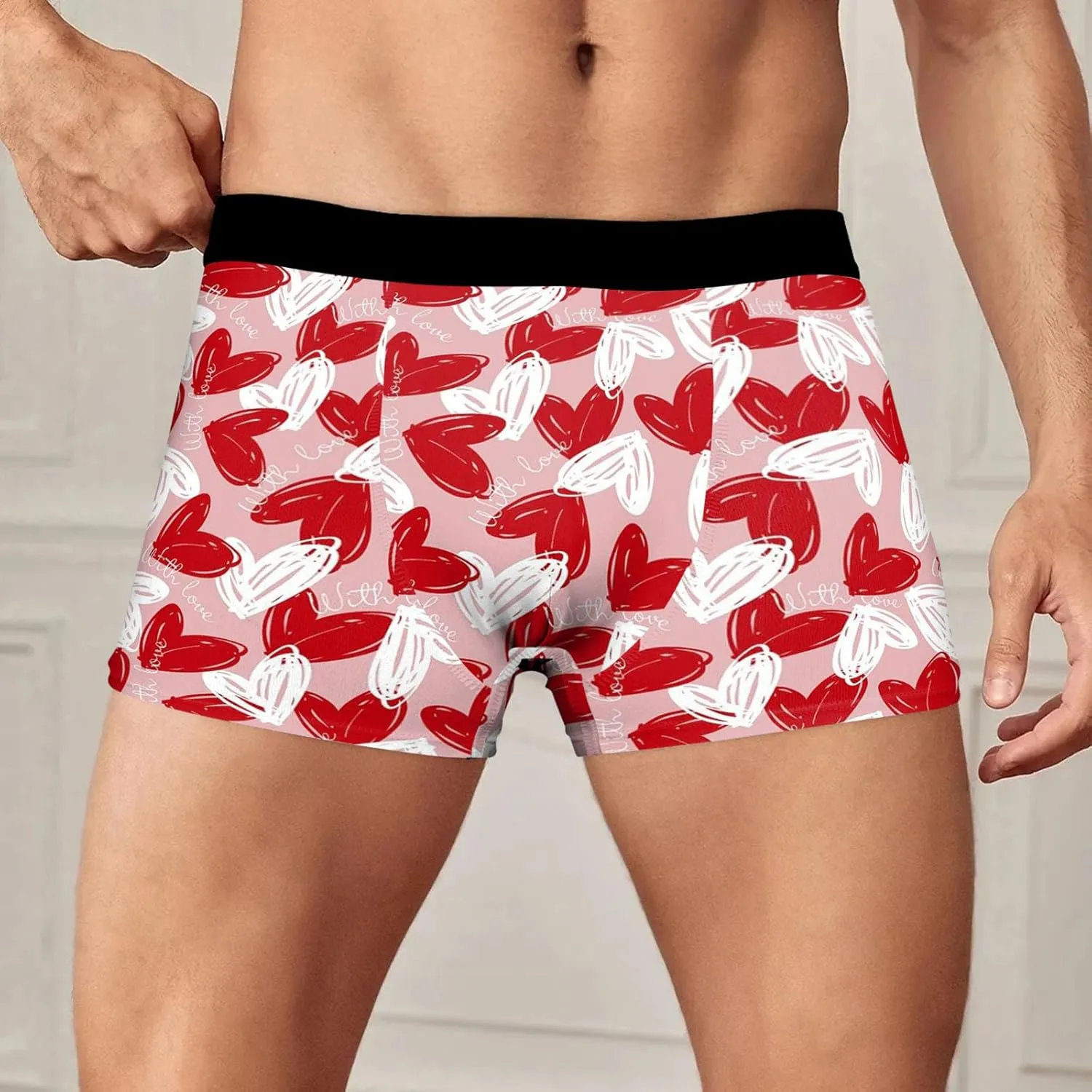 Kiss Me Underwear For Men Kiss Marks Soft Stretch Boxer Briefs Funny Graphic Prints Pants Breathable Underwear