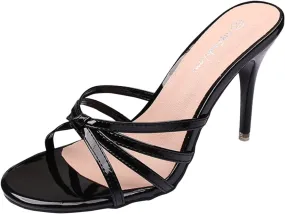 Knotted Strap Detail Women Slippers Sandals High Stiletto Heel Toe Lady Mules Outer Wear Sandals for Women