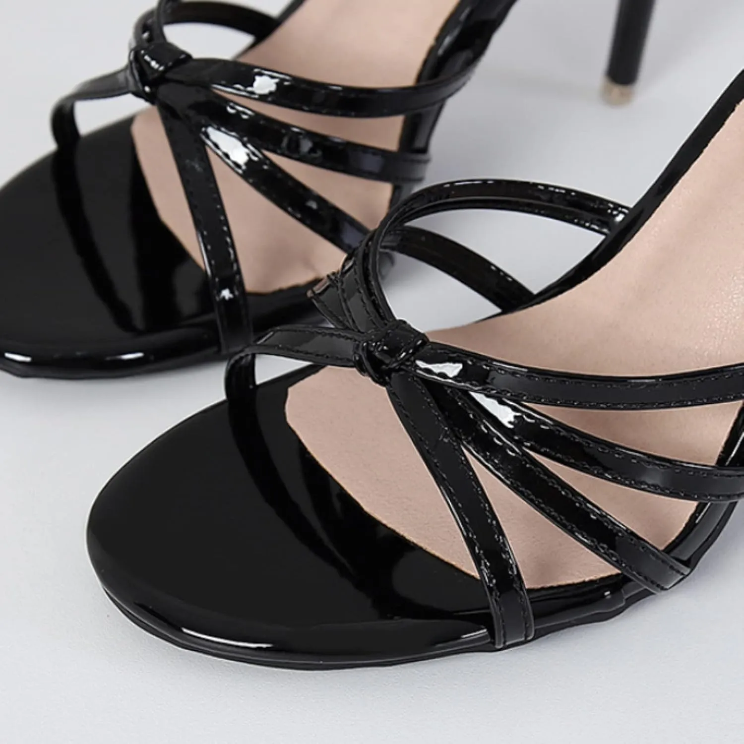 Knotted Strap Detail Women Slippers Sandals High Stiletto Heel Toe Lady Mules Outer Wear Sandals for Women