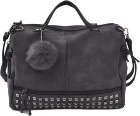 Large Shoulder Bags For Womens Studded Handbags Casual Shoulder Bags(Black)