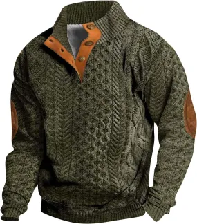 LCMTWX Men's Cashmere Long Sleeve Sweatshirt Sweater Men's Outdoor Tactical Sweatshirt Crewneck Sweatshirt Dress Collar