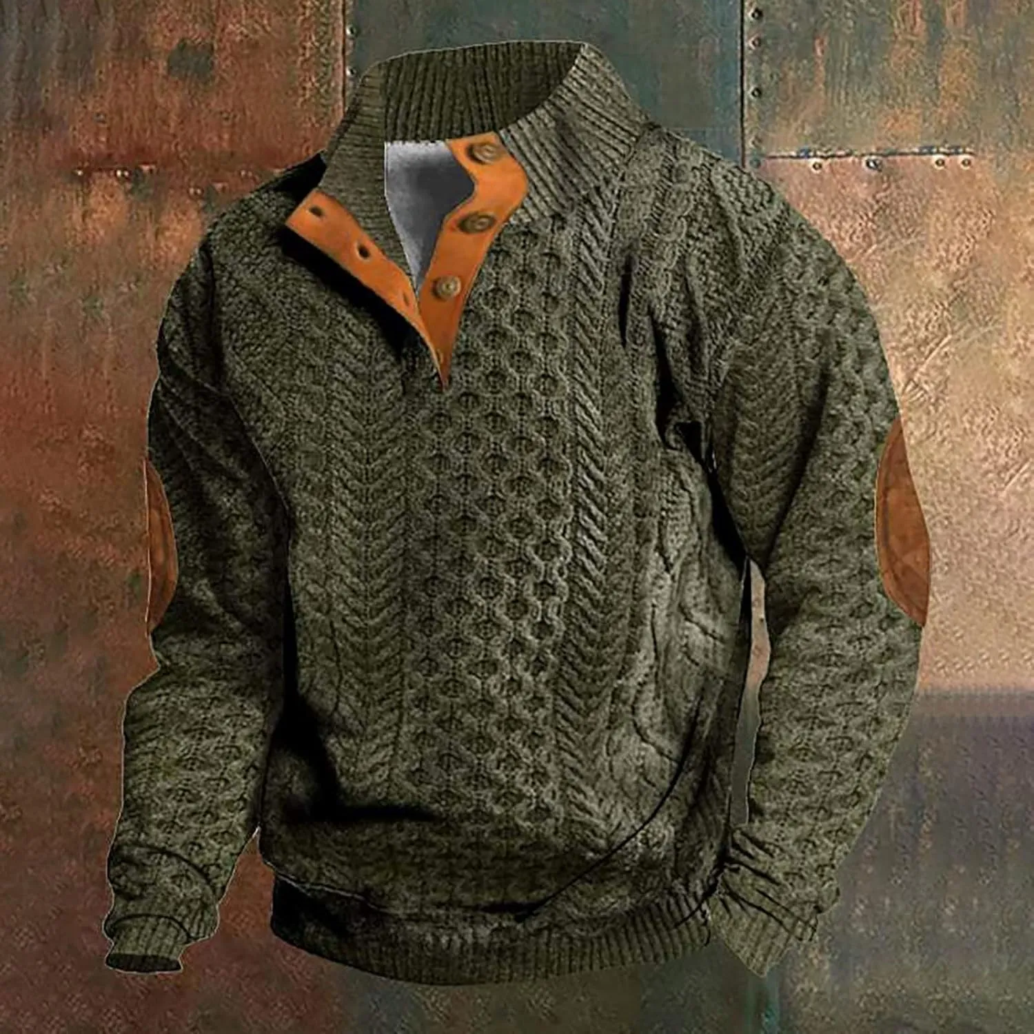 LCMTWX Men's Cashmere Long Sleeve Sweatshirt Sweater Men's Outdoor Tactical Sweatshirt Crewneck Sweatshirt Dress Collar