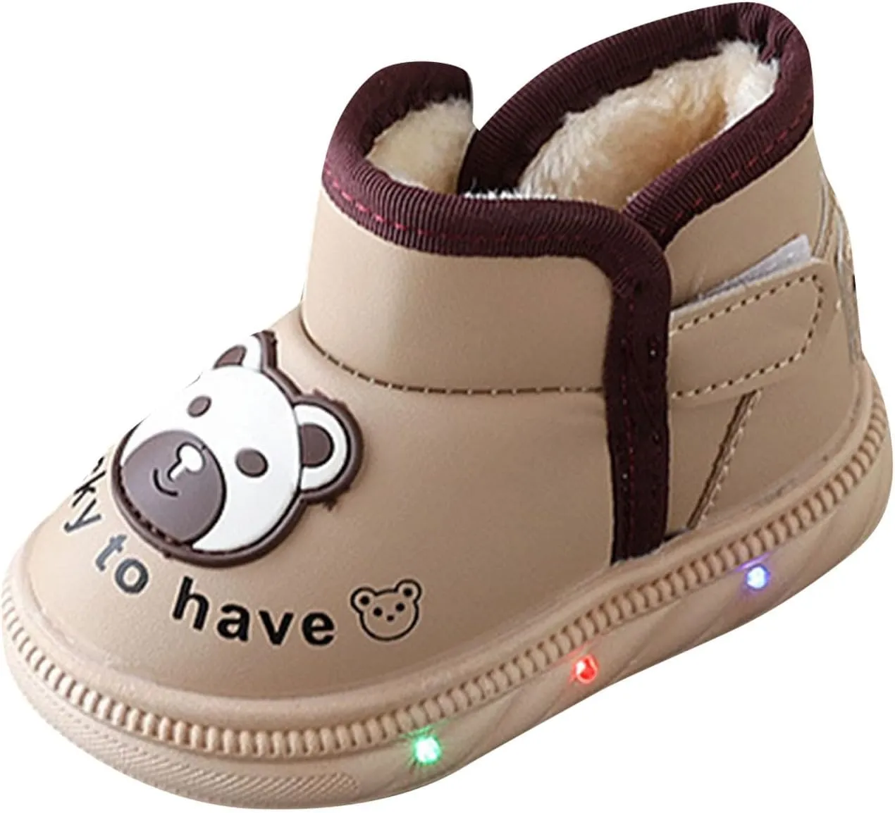 Light Up Shoes Wide Toe Box Warm Snow Boots Slip On Ankle Boots Toddler Luminous Shoes Cold Weather Boots