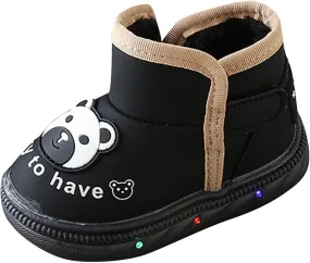 Light Up Shoes Wide Toe Box Warm Snow Boots Slip On Ankle Boots Toddler Luminous Shoes Cold Weather Boots