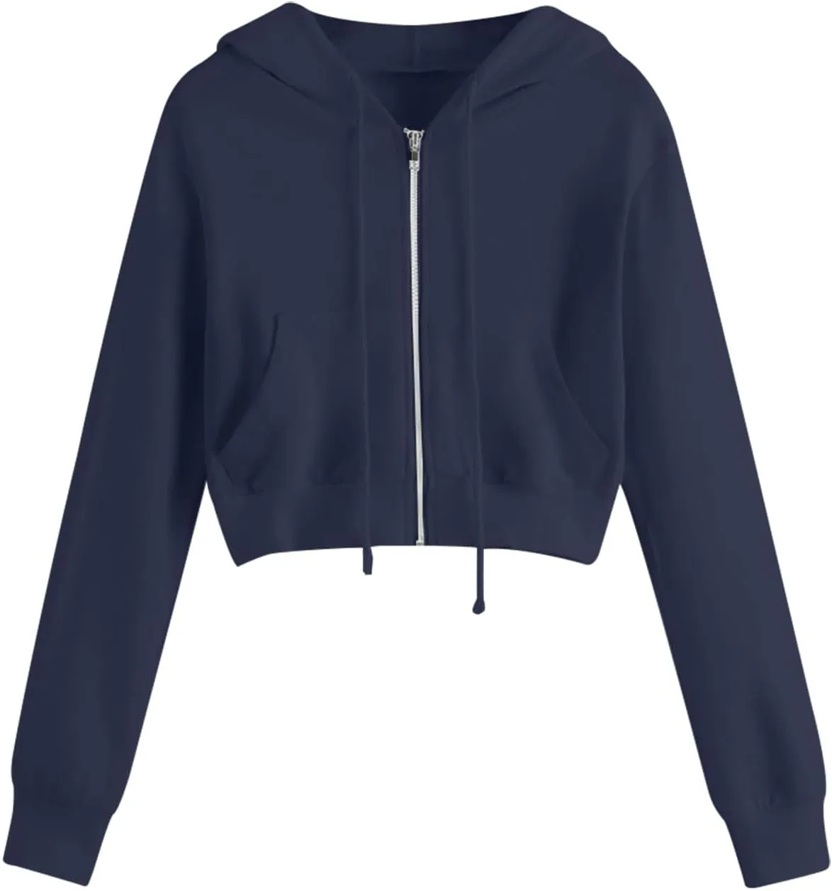 Lightweight Hoodies for Women Cropped Full Zip Hoodie Long Sleeve Fall Sweatshirt Womens Cute Crop Tops Sweatshirts
