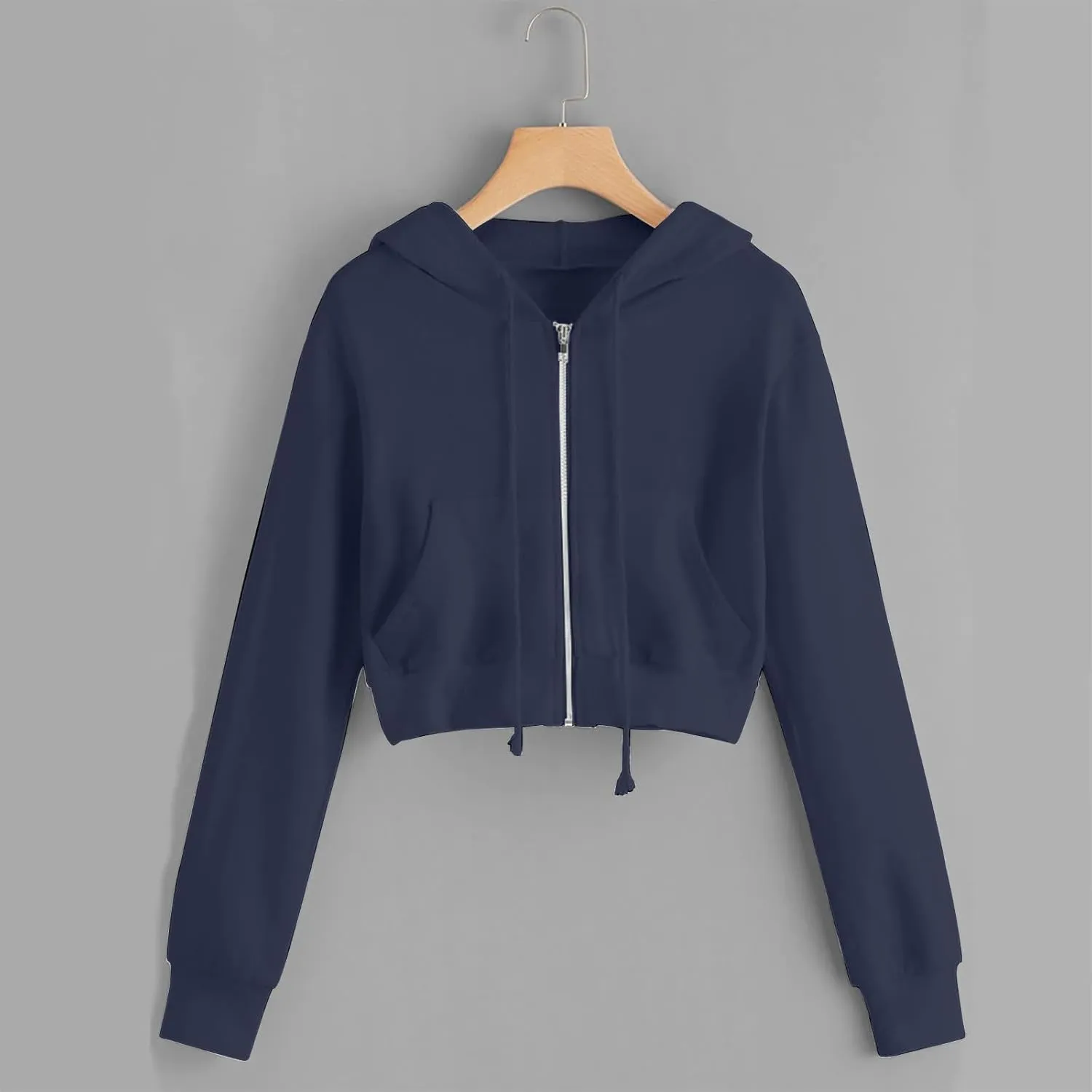 Lightweight Hoodies for Women Cropped Full Zip Hoodie Long Sleeve Fall Sweatshirt Womens Cute Crop Tops Sweatshirts
