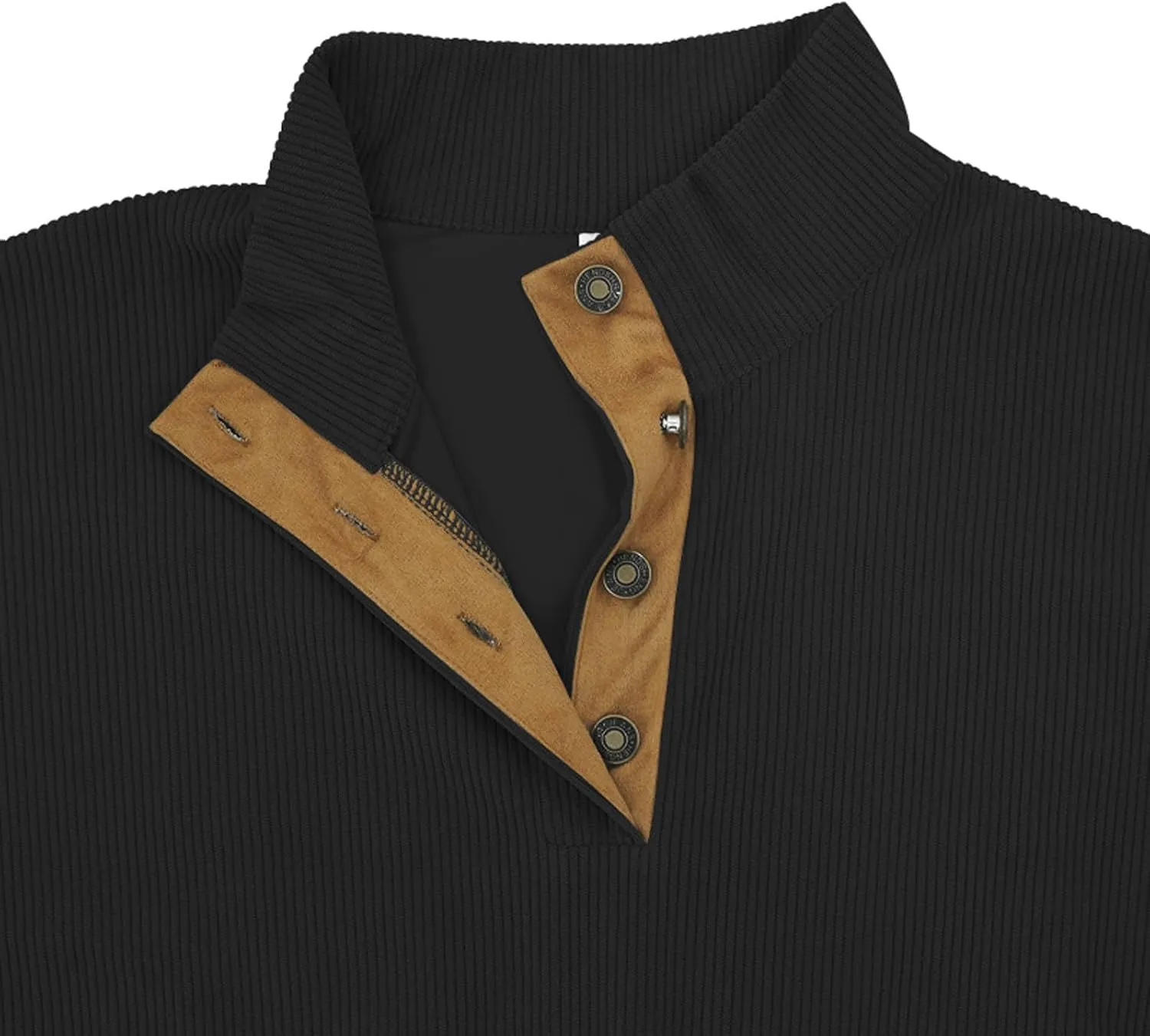 Long Sleeve Shrits for Men Stand Collar Corduroy Sweatshirt Casual Quater Button Pullover Fashion Print Sweatshirts