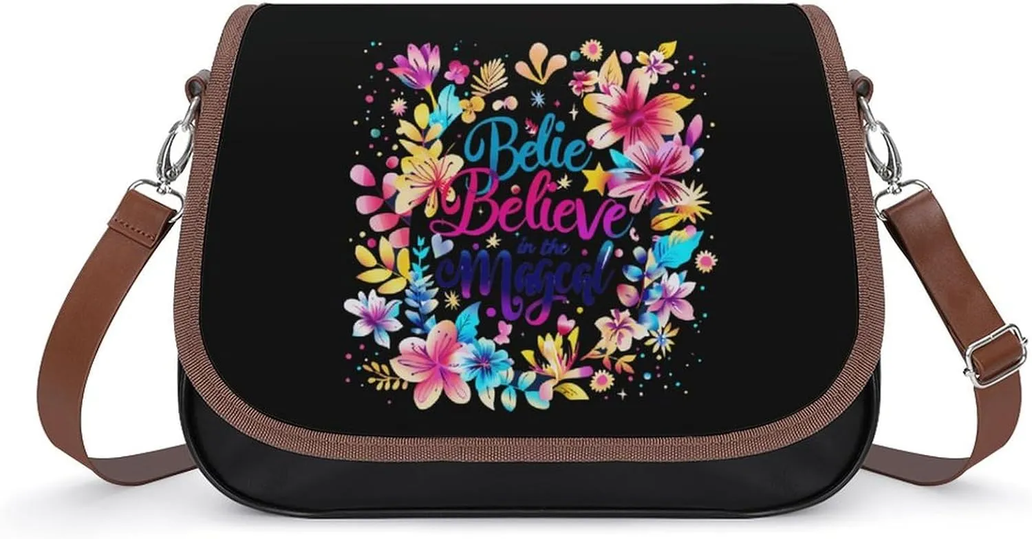 Magic Magical Graphic Messenger Bag for Women PU Leather Crossbody Bags Shoulder Handbags Purse