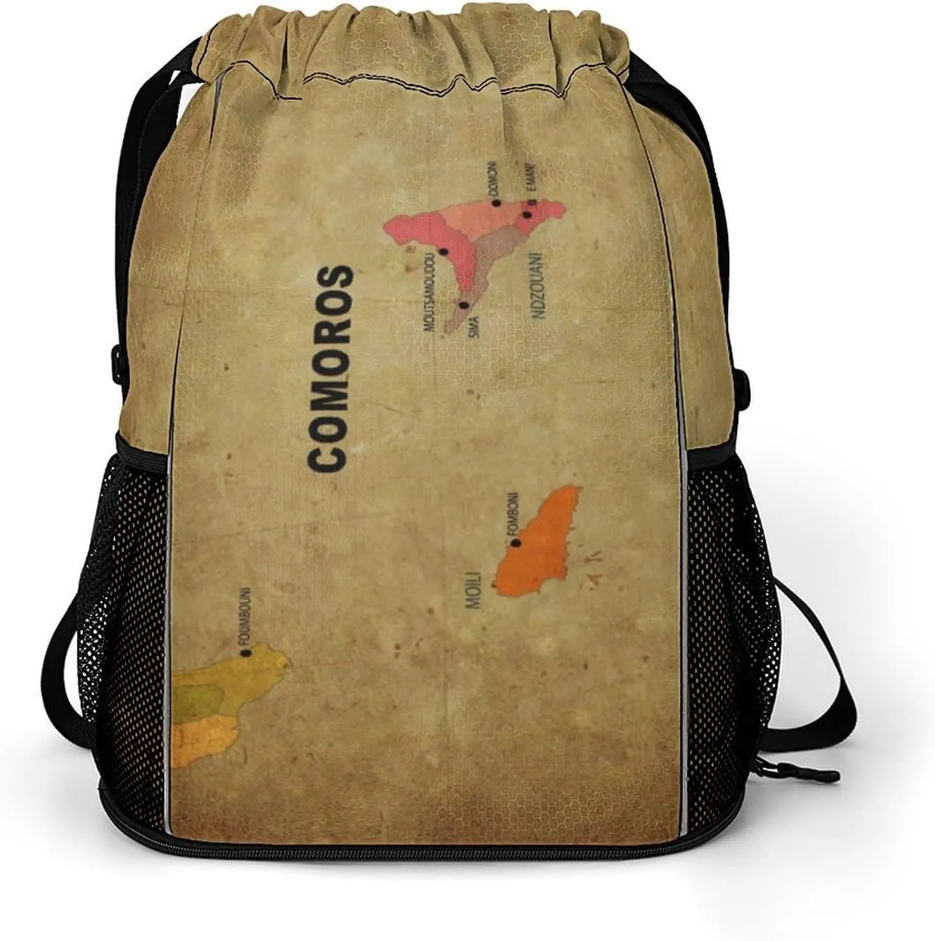Map of Comoros Storage Bag Drawstring Sports Pocket Backpack, Shoe Bags, Multi-Function Bags