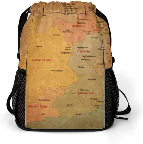 Map of South Africa Storage Bag Drawstring Sports Pocket Backpack, Shoe Bags, Multi-Function Bags