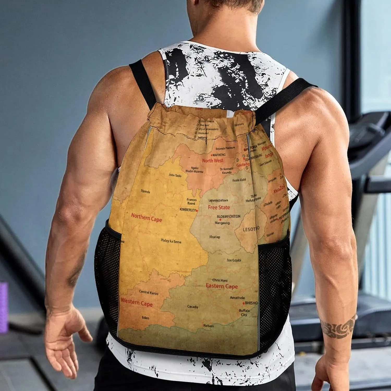 Map of South Africa Storage Bag Drawstring Sports Pocket Backpack, Shoe Bags, Multi-Function Bags