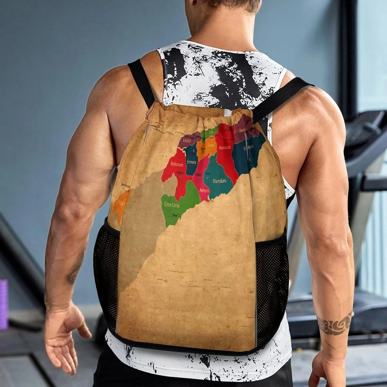 Map of Turkmenistan Storage Bag Drawstring Sports Pocket Backpack, Shoe Bags, Multi-Function Bags