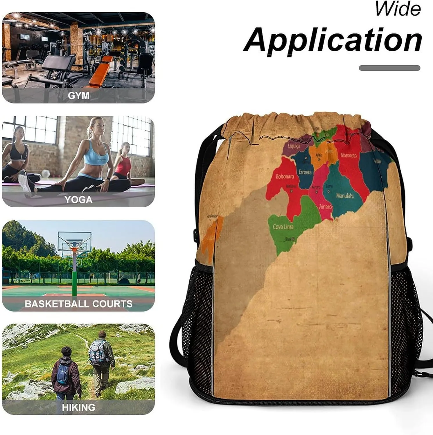 Map of Turkmenistan Storage Bag Drawstring Sports Pocket Backpack, Shoe Bags, Multi-Function Bags