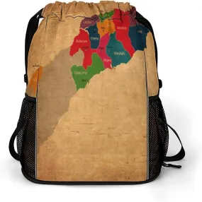 Map of Turkmenistan Storage Bag Drawstring Sports Pocket Backpack, Shoe Bags, Multi-Function Bags