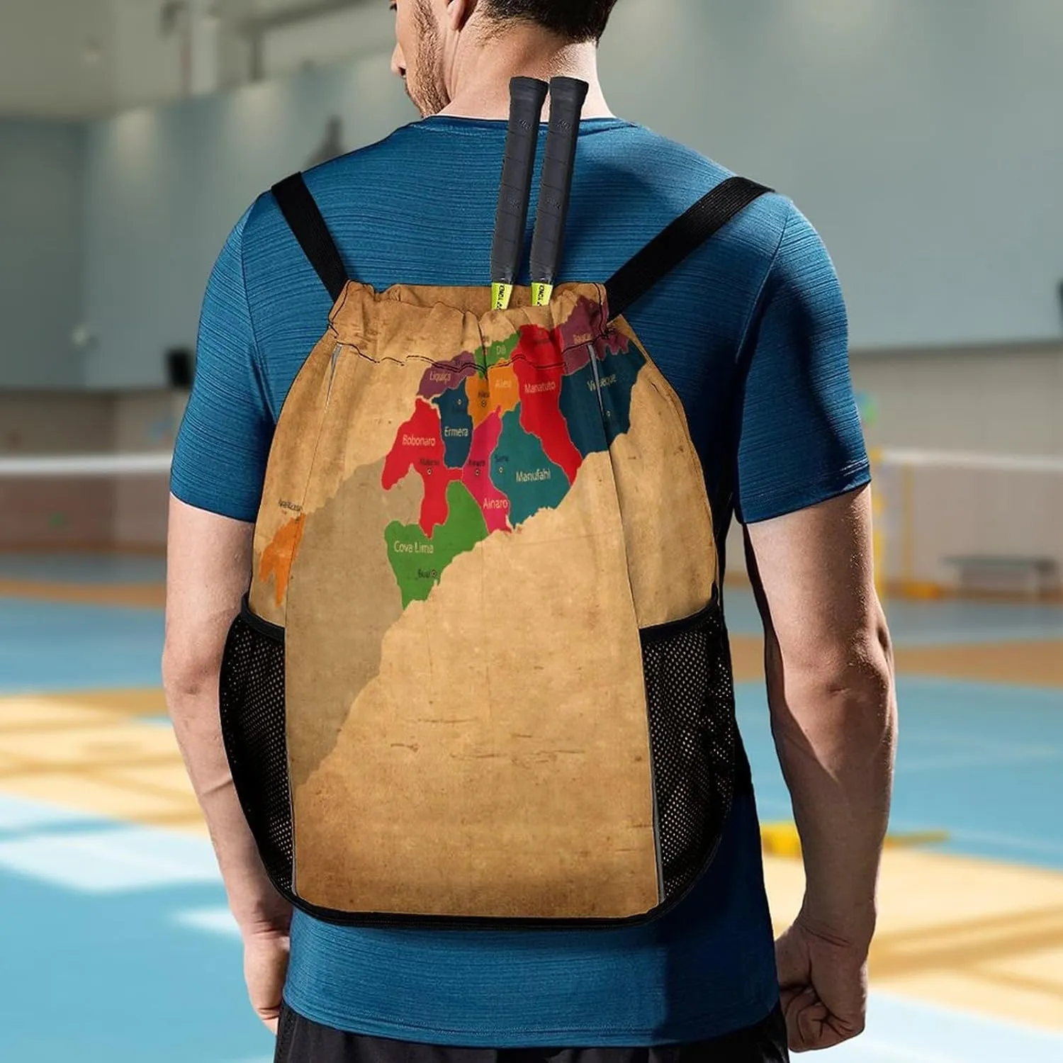 Map of Turkmenistan Storage Bag Drawstring Sports Pocket Backpack, Shoe Bags, Multi-Function Bags