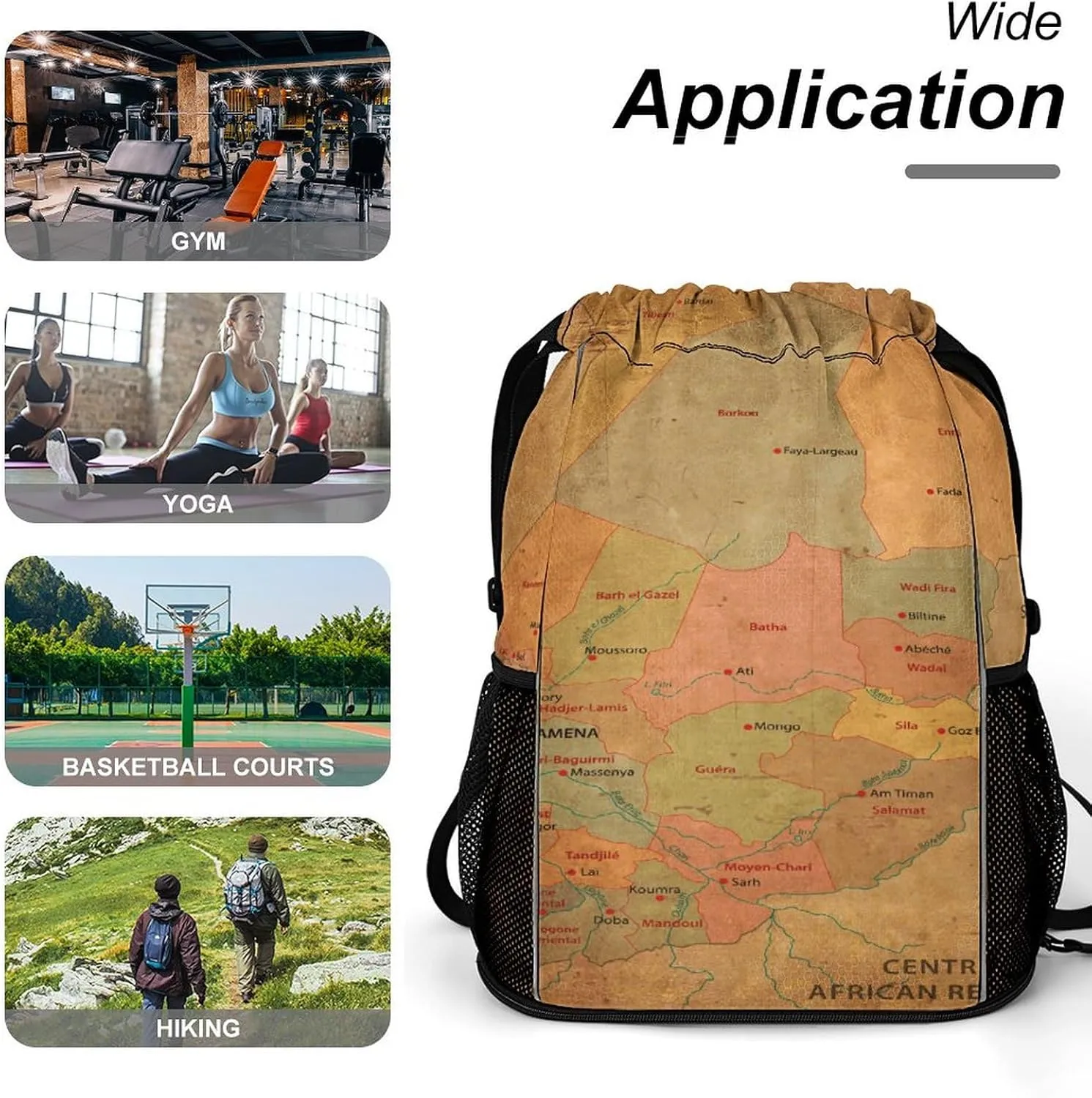 Map of Zambia Storage Bag Drawstring Sports Pocket Backpack, Shoe Bags, Multi-Function Bags