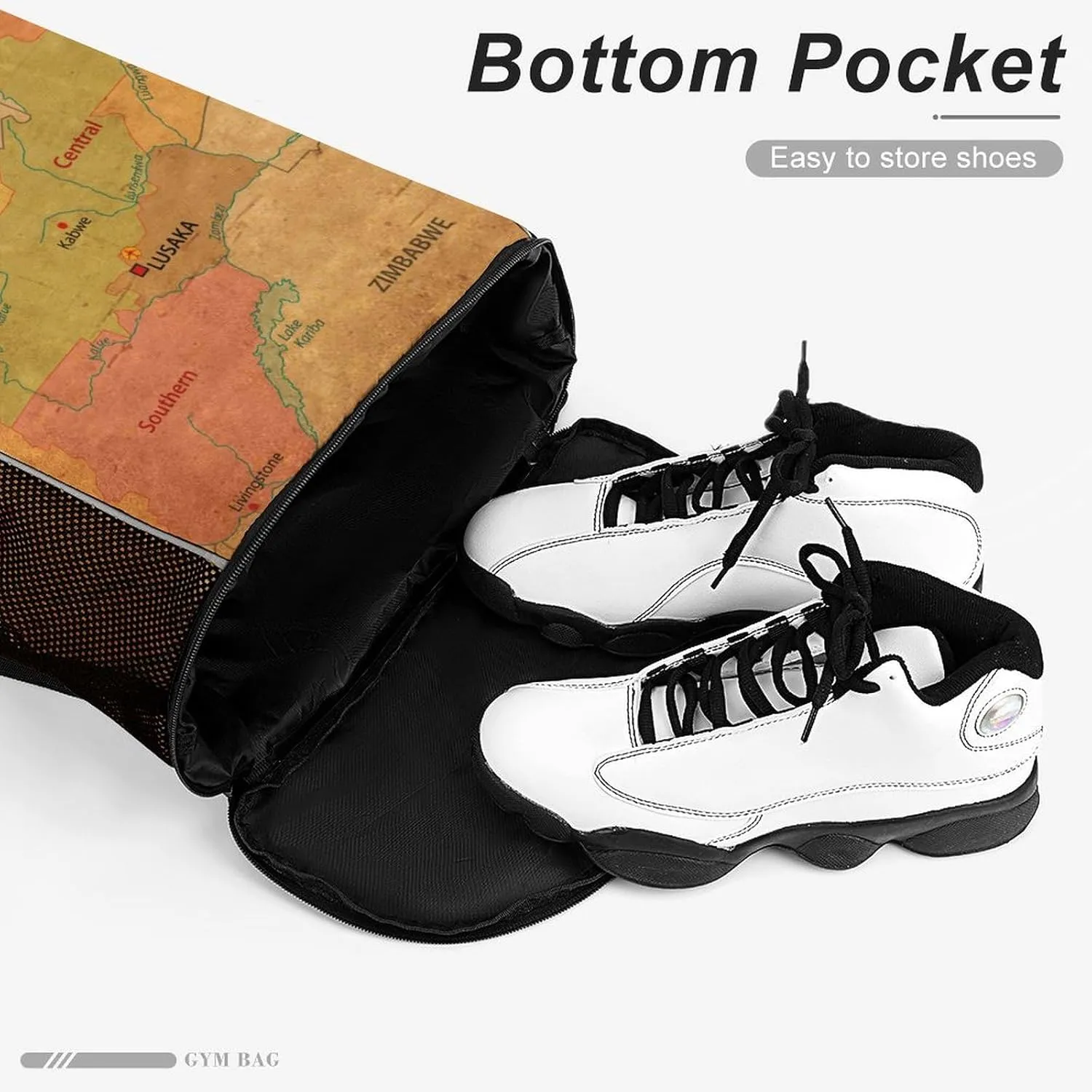 Map of Zambia Storage Bag Drawstring Sports Pocket Backpack, Shoe Bags, Multi-Function Bags