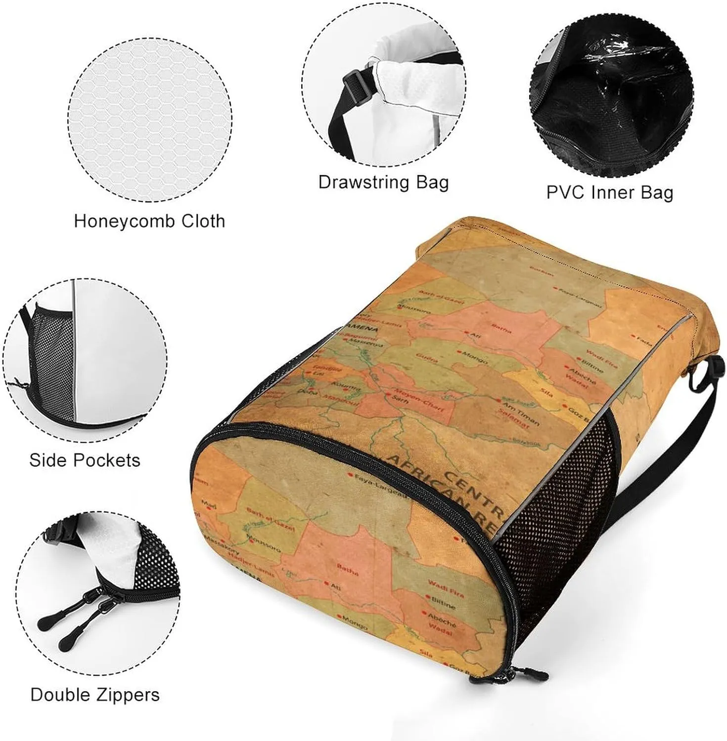 Map of Zambia Storage Bag Drawstring Sports Pocket Backpack, Shoe Bags, Multi-Function Bags