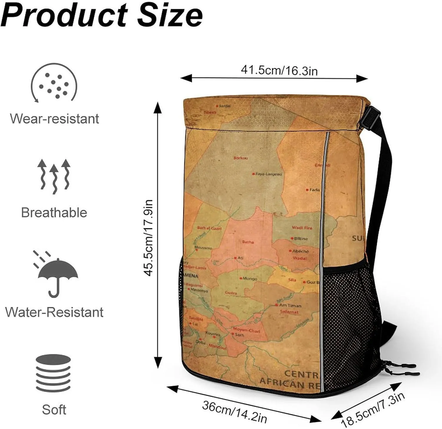 Map of Zambia Storage Bag Drawstring Sports Pocket Backpack, Shoe Bags, Multi-Function Bags