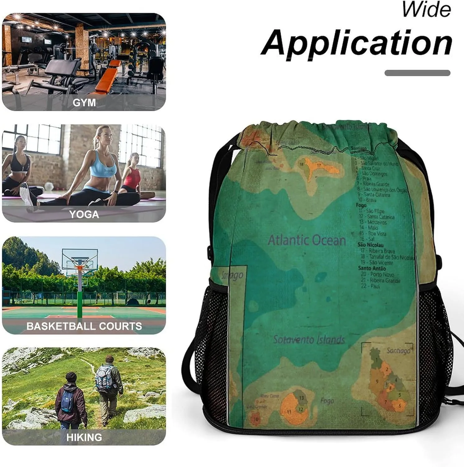 Map of Zambia Storage Bag Drawstring Sports Pocket Backpack, Shoe Bags, Multi-Function Bags