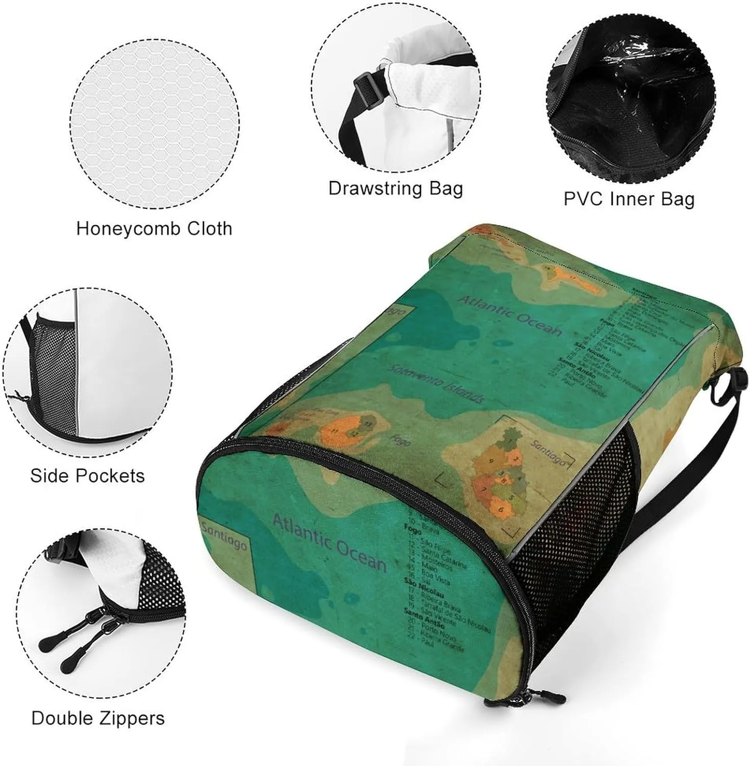 Map of Zambia Storage Bag Drawstring Sports Pocket Backpack, Shoe Bags, Multi-Function Bags
